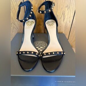 Vince Camuto Black and Gold Studded Heels